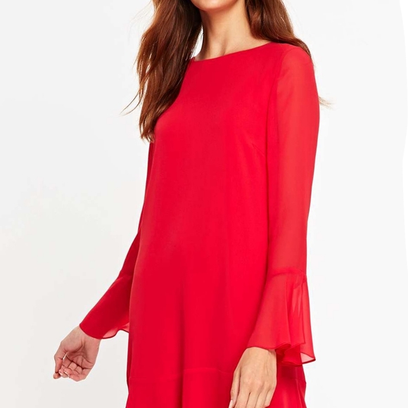 Flute Sleeve Shift Dress - Picture 4 of 9